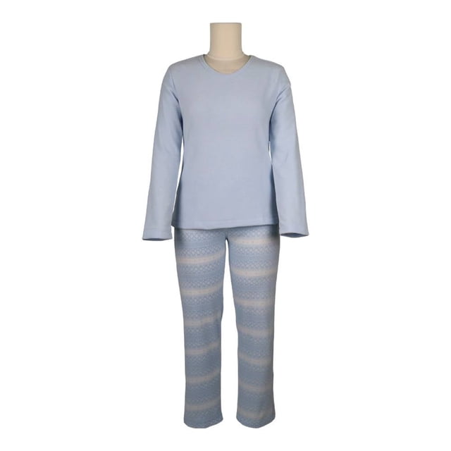 Pijama Secret Treasures Talla G Manga Larga Lisa y Étnico Azul
