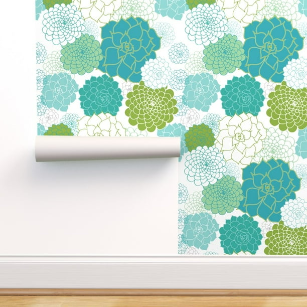 Peel & Stick Wallpaper Swatch Happy Succulents Plants Girls Room