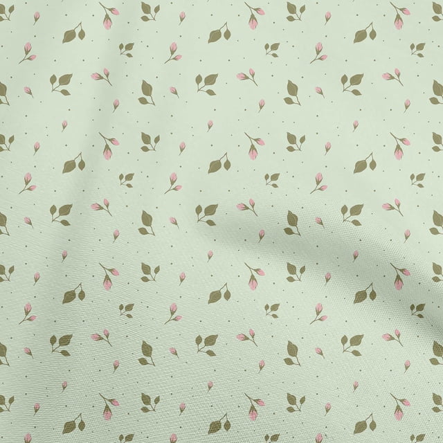 oneOone Polyester Spandex Mint Fabric Floral Sewing Material Print Fabric By The Yard 56 Inch Wide