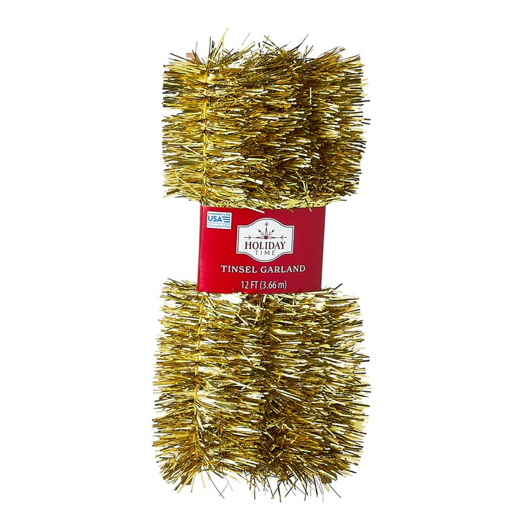 Tinsel Christmas Garland, Champagne Gold, 12', by Holiday Time