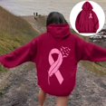 thumbnail image 2 of ZSQDM Women's Hoodies Sweatshirts Plus Size Zip Up Hoodies for Women Breast Cancer Awareness Ribbon Hoodies for Women Oversize Fleece Soft Long Sleeve Sweatshirt Pullover Top Polyester (L), 2 of 5