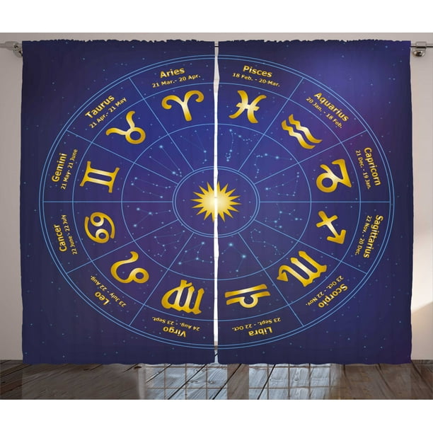 Astrology Curtains 2 Panels Set, Horoscope Zodiac Signs with Birth ...