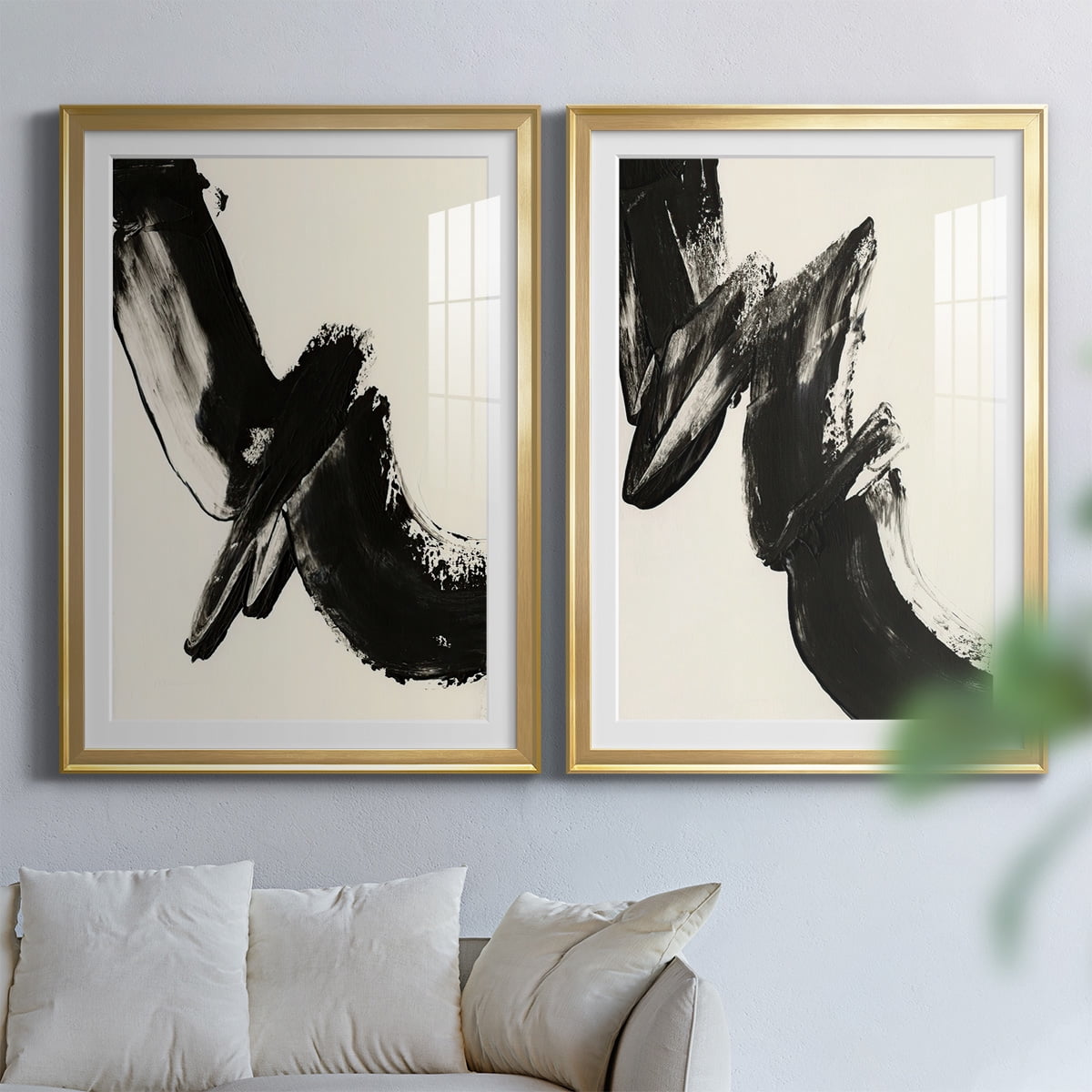 Wexford Home Black Expression I Premium Framed Print, 18.5" x 24.5" - Ready to Hang, Gold (Set of 2)