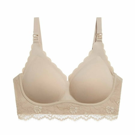 

Womens Nursing Bra Smoothing Ultra-thin Lace Stretch Feeding Bra Wireless Lightly Lined Upward Opening Bra Tops