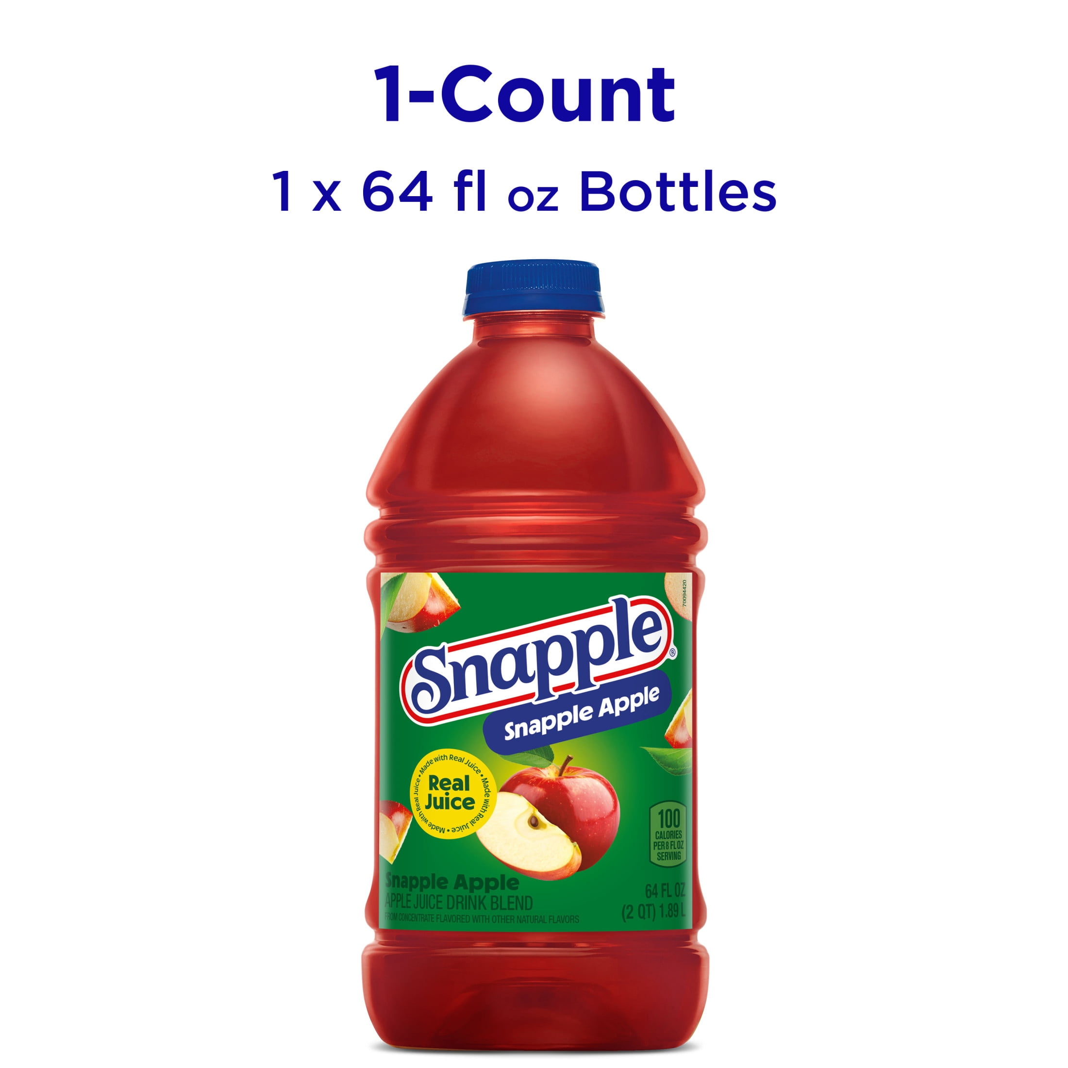 (4 pack) Snapple Apple Juice Drink, 64 fl oz, Bottle
