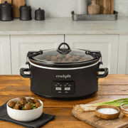 Crock-Pot One-Touch Control 6-Quart Cook & Carry Slow Cooker, Matte Black