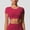 Red, variant on QUNYINEY T Shirts for Women Crew Neck Solid Short Sleeve Casual Tops Yoga Slim Quick Dry Workout Crop Shirts