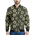 thumbnail image 5 of Chaqueta con estampado de girasol en blanco y negro para hombre, sudaderas con estampado floral en 3D, chaquetas de calle de manga larga con cremallera de gran tamaño, abrigos, 5 of 5