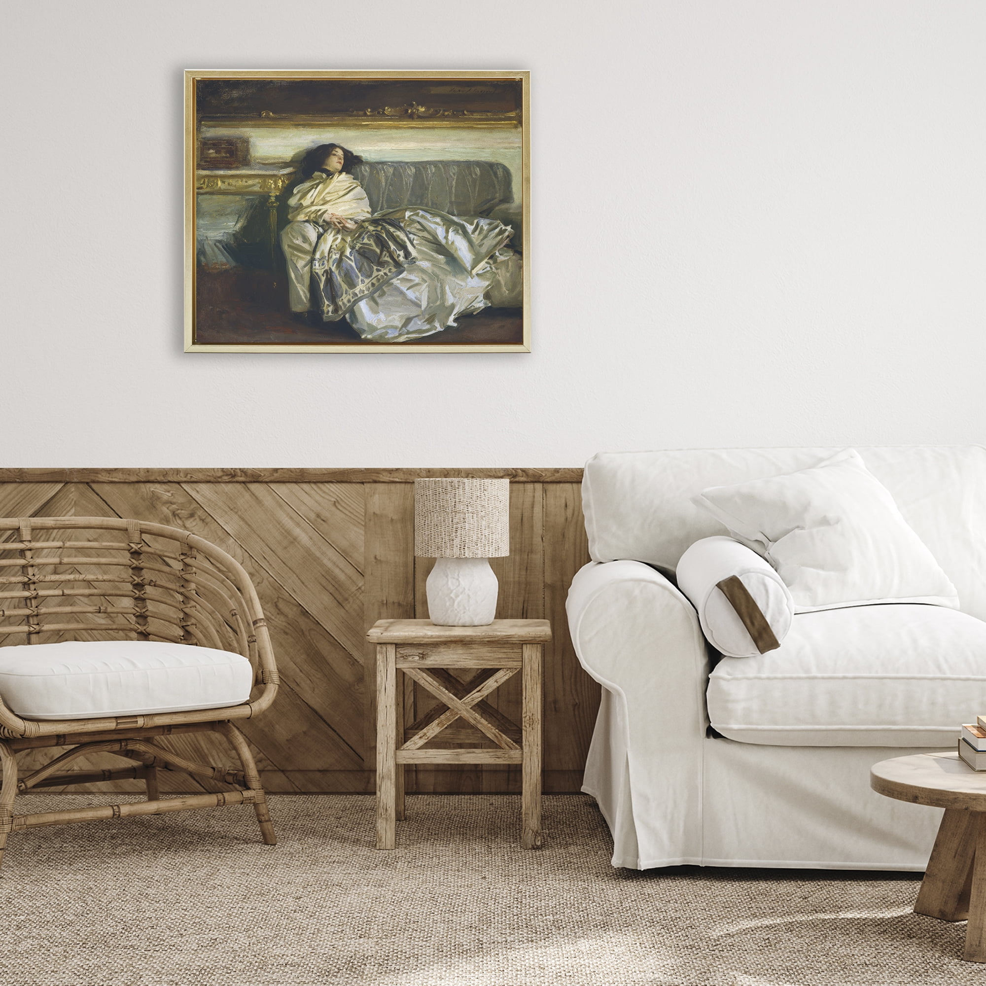 Stupell Industries Restful Woman Classic Gold Framed Floater Canvas Wall Art, design by Lil' Rue