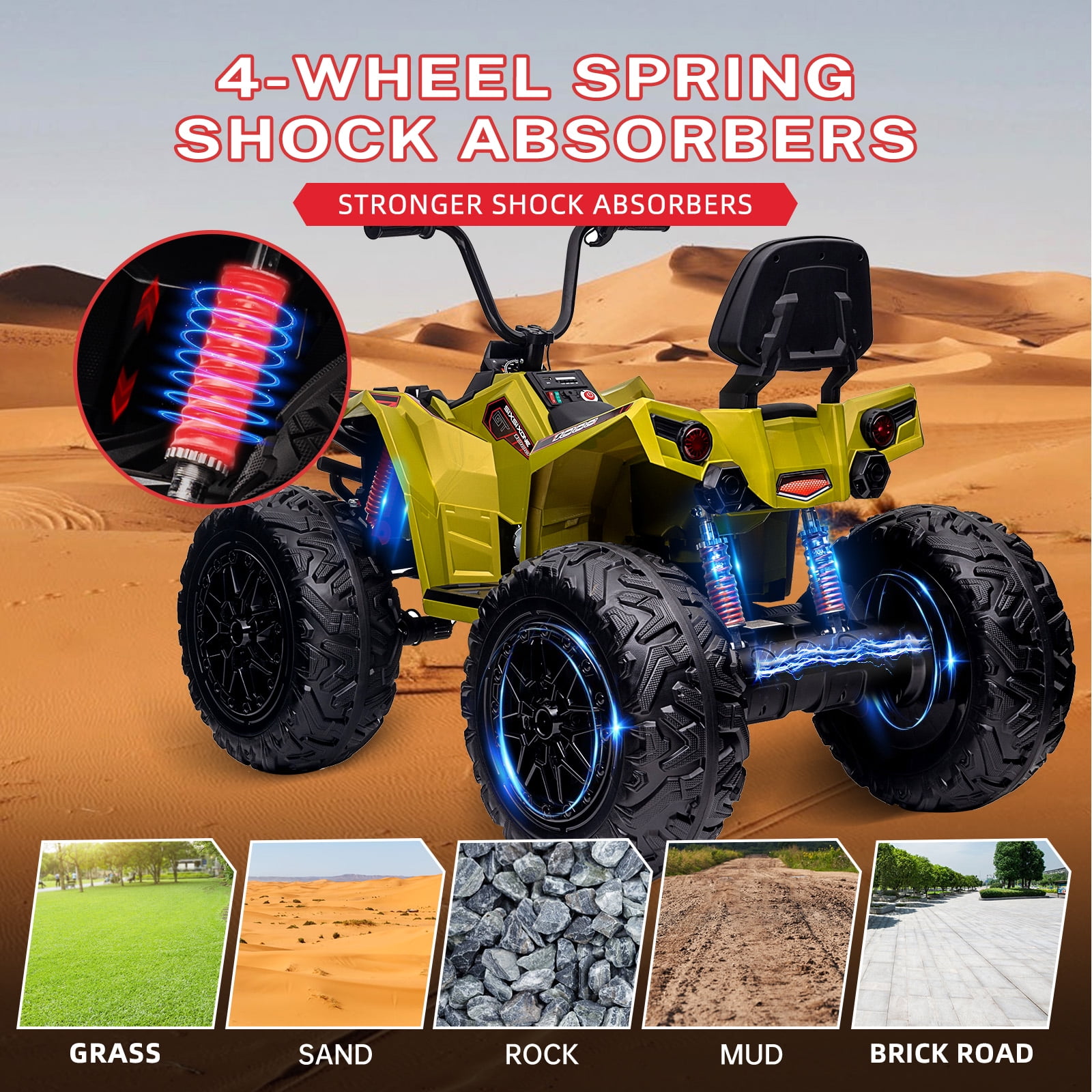 24V Kids ATV 4 Wheeler – 2 Seater Ride On Toy with 800W Motor, 4x4, Battery Powered, Lights, Spring Suspension – for Boys & Girls