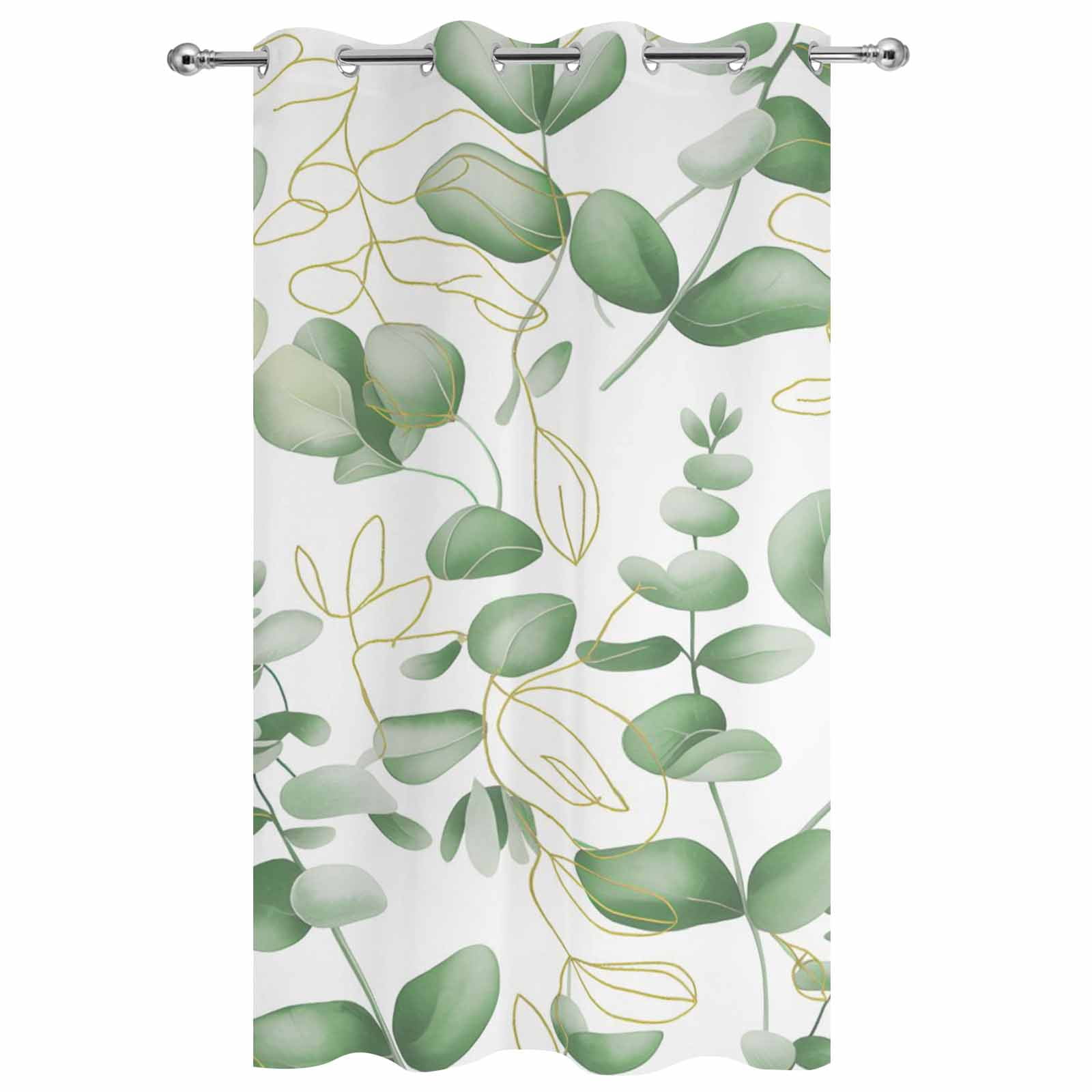 1 Panel Outdoor Curtains for Patio Waterproof 54"x108" Green Eucalyptus Leaves Weatherproof Privacy Outsides Curtains, Spring Farmhouse Country Plant Grommet Thermal Drapes for Cabana Porch Pergola