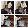 thumbnail image 4 of Stylish Gradient Jeans Casual Shoulder Bag Practical Fabric Underarm Bag Large Capacity Handbag Multiple Pockets Blue, 4 of 4