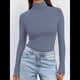 thumbnail image 4 of Camisetas de Larga para Mujer, Ropa Interior Térmica Básica de Otoño, Ropa de Invierno Azul Mar M, 4 of 10