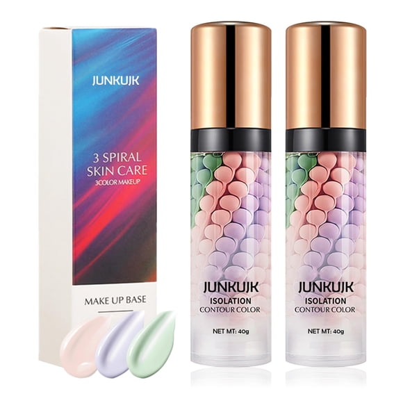 Paquete de 2 correctores de color de un solo paso, base correctora de color, suero facial, corrector hidratante, crema aislante de corrección tricolor, base de imprimación de maquillaje facial