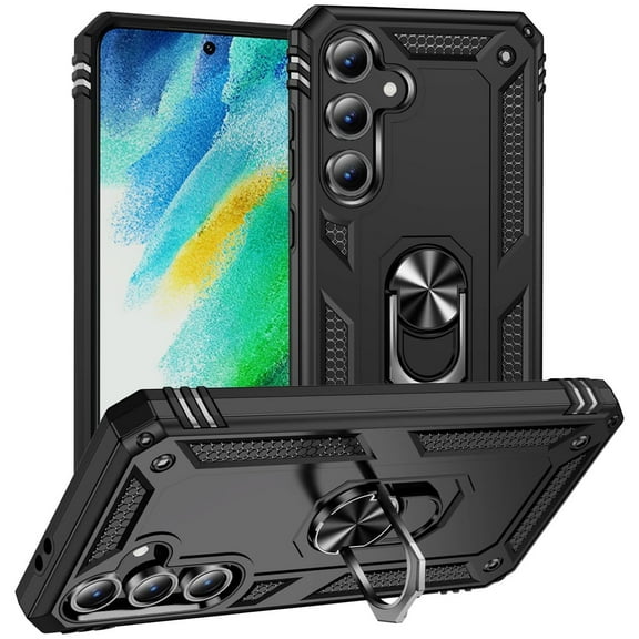 Military Grade Hybrid Case with Ring Grip for Samsung Galaxy S24 FE - Black