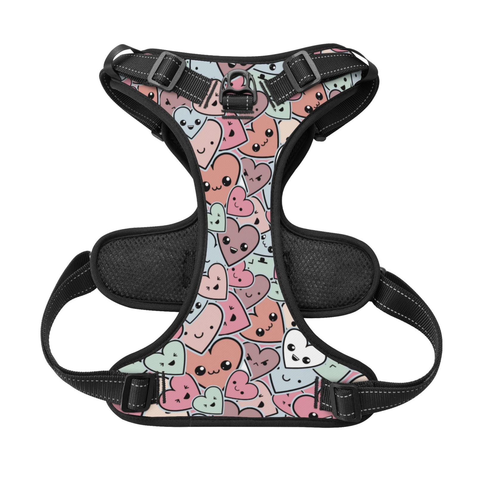 Kdxio Cartoon Hearts Print No Pull Dog Harness Adjustable Reflective Oxford Easy Control Medium Large Dog Harness for Training and Everyday-Small