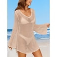 thumbnail image 4 of Charmo Womens V Neck Swim Cover Up Hollow Out Swimwear Tie Back Bikini Beachwear, 4 of 7