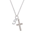 thumbnail image 2 of Delight Jewelry Silvertone Small Gelato Script Initial - I - Everlasting Love Engraved Cross Zoey Necklace, 28", 2 of 4