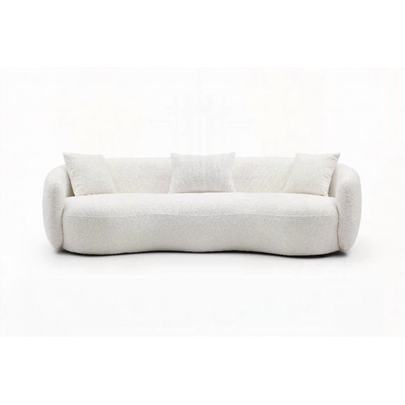 Modern Curved Boucle Fabric Sofa for 4-Seat Living Room (93.6*41.3*26.9inch)