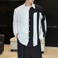 thumbnail image 2 of Afdoent Shirts For Men 2025 Spring Autumn New Trend Fashion Personality Color Block Asymmetrical Shirt Classic, 2 of 4