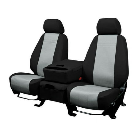 CalTrend Center Captain Chairs DuraPlus Seat Covers for 2011-2014 Chevy/GMC Suburban|Tahoe|Yukon 1500-2500 - CV469-08DD Light Grey Insert with Black Trim