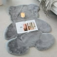 Cute Bedroom Rugs, Bear Shaped Area Rugs, Soft Grey Fluffy Faux Rabbit