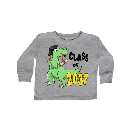 

Inktastic Class of 2037 green dinosaur with cap and diploma Gift Toddler Boy or Toddler Girl Long Sleeve T-Shirt