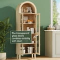 thumbnail image 4 of 71" Tall Arched Cabinet with Acrylic Glass Door, Modern Curio Arched Bookcase, Display Cabinet Organizer, Kitchen Pantry with Top-Opening Storage Container for Living Dining Room, Natural, 4 of 6