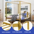 thumbnail image 3 of ModFusion Queen Size 14 Inch Canopy Bed Frame, Build in Headboard and Strong Metal Slat Mattress Support, Gold, Suitable for Adult, 3 of 7