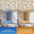 thumbnail image 4 of 27inch Catfun Ceiling Fan with Lights and Remote Control, 6 Petals Modern Bladeless Flush Mount, Low Profile 3 Switchable LED Light and Ultra Quiet 6 Gear Wind Speed, Ceiling Fan with Smart Timer, 4 of 6