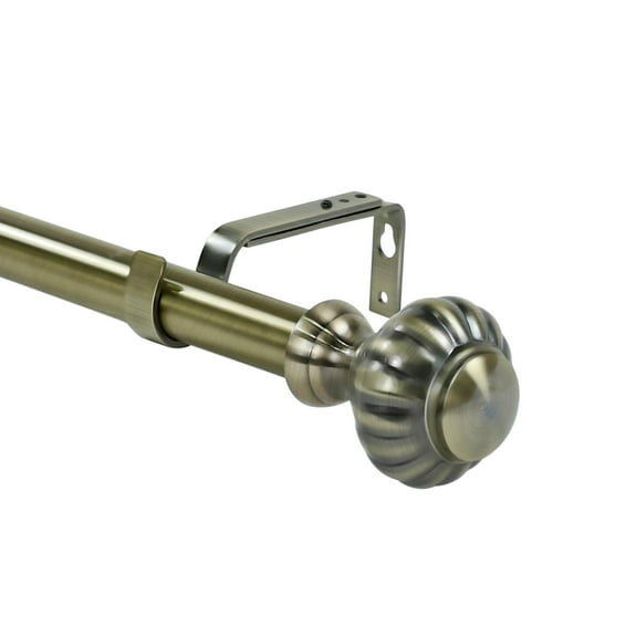 Urbanest 1-inch Diameter Doorknob Adjustable Single Drapery Curtain Rod, 48-inch to 84-inch, Antique Brass 48"-84" Antique Brass