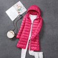 thumbnail image 1 of Chaqueta de plumón ligera de otoño e invierno para mujer, abrigo largo de plumón de pato blanco coreano, ligero y ajustado, gorra, 1 of 3