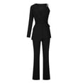 thumbnail image 5 of Scyoekwg Womens Suits Blazer and Pants Buckle Single Suit Long Sleeve Tops Suit Pants 2 Fashion Matching Outfits Casual Outfits Sets (Black,XXL), 5 of 7