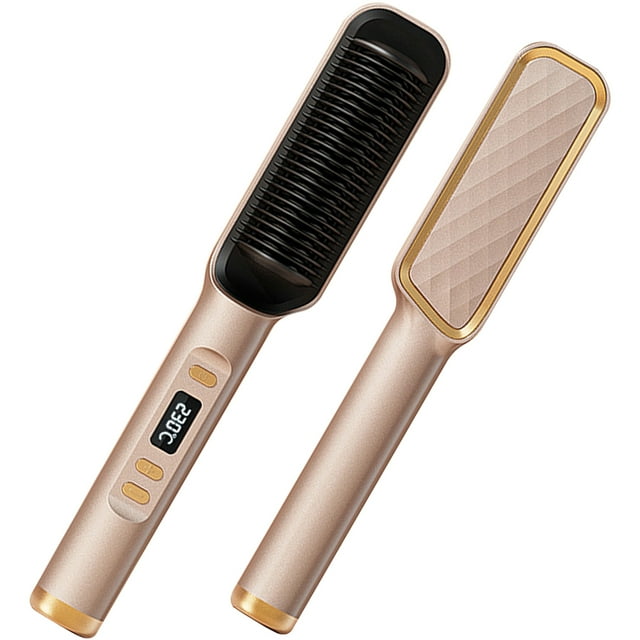 Negative Ion Hair Straightener Brush Hair Straightener Comb Hot Brush Hair Straightener with Anti-Scald Feature, Auto Temperature Lock & Auto-Off Function