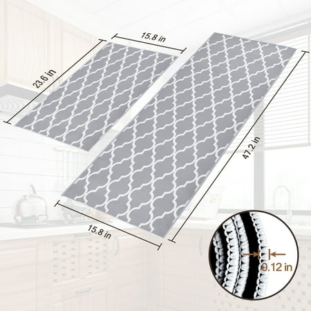 

Kitchen Rug Sets WeGuard Anti-fatigue & Non-Slip Kitchen Mat for Kitchen Home Office Laundry (Grey)