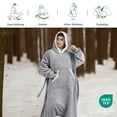 thumbnail image 3 of Cozy Comfort Wearable Blanket Hoodie, Long Sherpa Fleece Sweatshirt, Warm Big Hood, Side Split and Belt, Oversize, 3 of 6