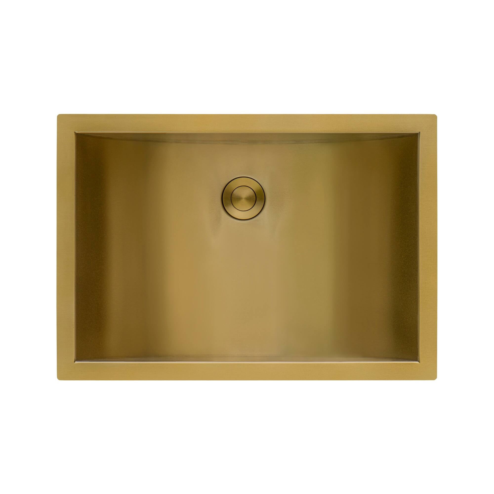 Ruvati 18 x 12 inch Brushed Gold Polished Brass Rectangular Bathroom Sink Undermount - 20" x 14" - 20" x 14"