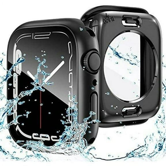 [2 in 1] for Waterproof Apple Watch Screen Protector Case SE Series 6 5 4 44mm, 360 Military Protective PC Face Cover Built-in Tempered Glass, Shockproof Bumper for iWatch SE 6 5 4 Accessories