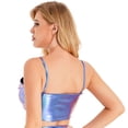 thumbnail image 6 of YiZYiF Womens Casual Patent Leather Crop Top Glossy Tank Tops Vest Clubwear, 6 of 7