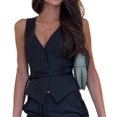 thumbnail image 3 of Skymirror Women Spring Summer Waistcoat Deep V-neck Sleeveless Casual Vest Lace-up Slim Fit Solid Color Holiday Waistcoat Streetwear, 3 of 8