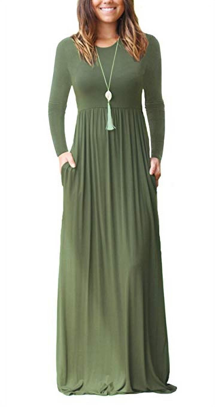 Women s Long Sleeve Maxi Dress with Pockets Casual UK Ubuy