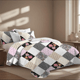 thumbnail image 2 of Davulos Patchwork Quilt Set Twin Size,2 Pieces Pink Gray Floral Plaid Design Summer Bedspread Coverlet Set Soft Microfiber Reversible Lightweight Bed Cover for All Season, 2 of 8