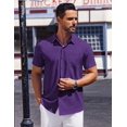 thumbnail image 4 of COOFANDY Mens Button up Short Sleeve Shirt Button Down Dress Shirts Solid Stretch Dress Shirt for Men, 4 of 6