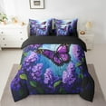 thumbnail image 2 of Erosebridal Purple Butterfly 7 Piece Bedding Set Violet Lavender Flowers Comforter Set with Sheets Twin Size Room Decor Flying Butterfly Bed in a Bag Floral Bed Set, 2 of 5
