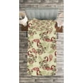 thumbnail image 3 of Ambesonne Winter Quilted Bedspread Set 2 Pcs, Peacocks and Snowflakes, Twin Size, Ruby Olive Green Cream, 3 of 3