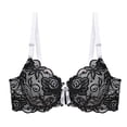 thumbnail image 2 of GEWSEY Women's Push Up Bra Lightly Lined Sexy Floral Embroidery Lace Supportive Bowkont Bras (Black, 38B), 2 of 4