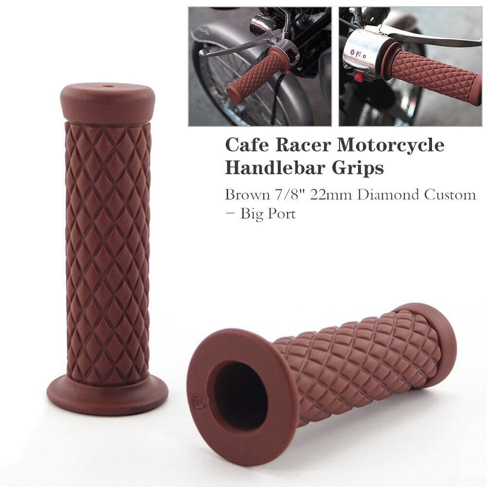 Suuonee Motorcycle Handle,Universal Motorcycle Handle Grips Skid Resistance Hand Protection Accessories Replacement brown