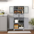 thumbnail image 4 of Costwya Armario de Almacenamiento con Puertas, Armario de Baño Independiente con 4 Puertas, 2 Cajones & Estantes Ajustables, Mueble de Almacenamiento Multifuncional para Cocina, Sala de Estar, Gris, 4 of 4