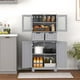 thumbnail image 4 of Costwya Armario de Almacenamiento con Puertas, Armario de Baño Independiente con 4 Puertas, 2 Cajones & Estantes Ajustables, Mueble de Almacenamiento Multifuncional para Cocina, Sala de Estar, Gris, 4 of 4