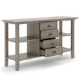 thumbnail image 3 of SIMPLIHOME Redmond SOLID WOOD 54 inch Wide Rustic Console Sofa Table in Distressed Grey with Storage, 4 Drawers and 4 Shelves, for the Living Room Entryway and Bedroom, 3 of 5